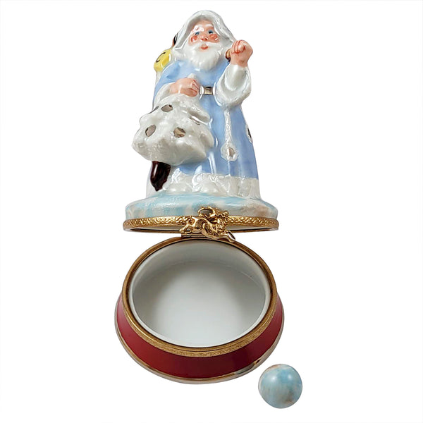Load image into Gallery viewer, Rochard &quot;Santa on Blue Base&quot; Limoges Box
