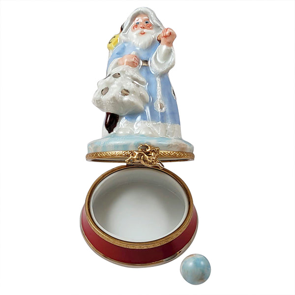 Load image into Gallery viewer, Rochard &quot;Santa on Blue Base&quot; Limoges Box

