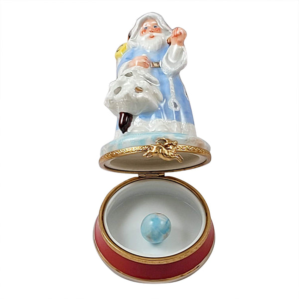 Load image into Gallery viewer, Rochard &quot;Santa on Blue Base&quot; Limoges Box
