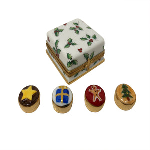 Rochard "Christmas Holly Box with Cupcakes" Limoges Box