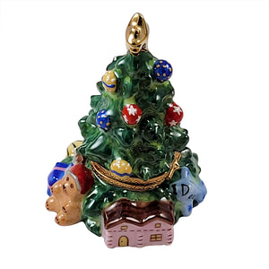 Rochard "Christmas Tree with Teddy Bear and Presents" Limoges Box