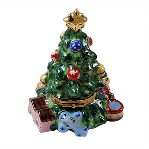 Rochard "Christmas Tree with Teddy Bear and Presents" Limoges Box