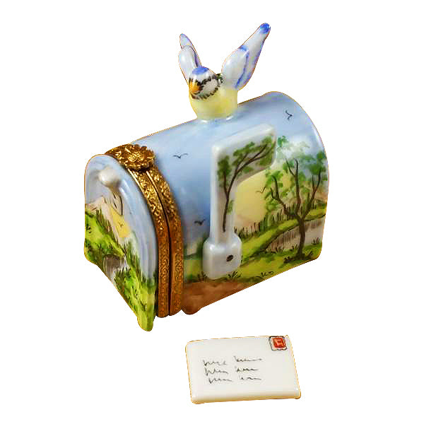 Load image into Gallery viewer, Rochard &quot;Mailbox with Landscape &amp; Removable Porcelain Letter&quot; Limoges Box
