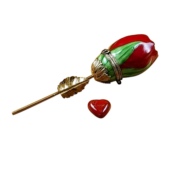 Load image into Gallery viewer, Rochard &quot;Red Rose with Gold Stem&quot; Limoges Box
