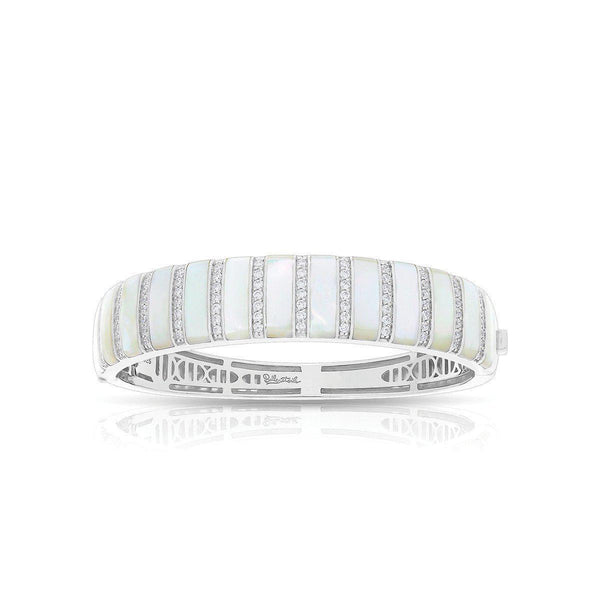 Load image into Gallery viewer, Belle Etoile Regal Stripe Bangle - White Mother-of-Pearl
