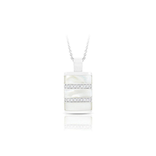 Belle Etoile Regal Stripe Pendant - White Mother-of-Pearl