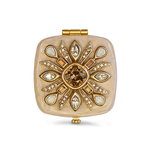 Jay Strongwater Schuyler Maltese Bejeweled Compact - Golden