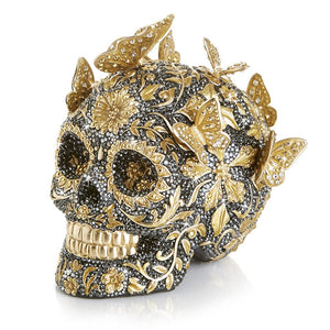 Jay Strongwater Frida Pave Skull with Butterflies Figurine