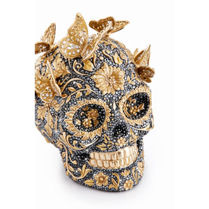 Jay Strongwater Frida Pave Skull with Butterflies Figurine