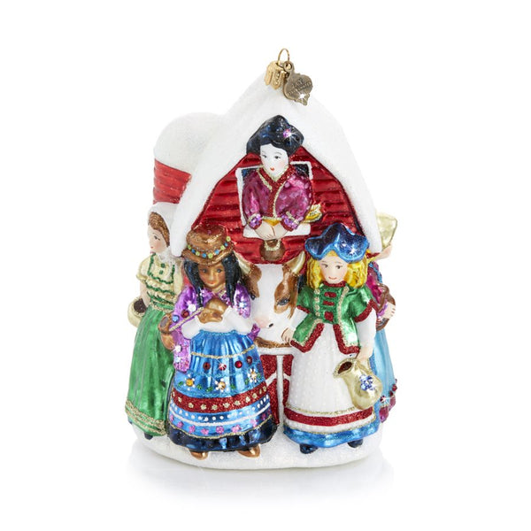 Load image into Gallery viewer, Jay Strongwater Eight Maids A-Milking Glass Ornament
