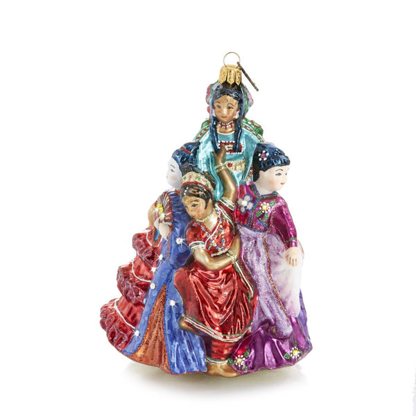 Load image into Gallery viewer, Jay Strongwater Nine Ladies Dancing Glass Ornament
