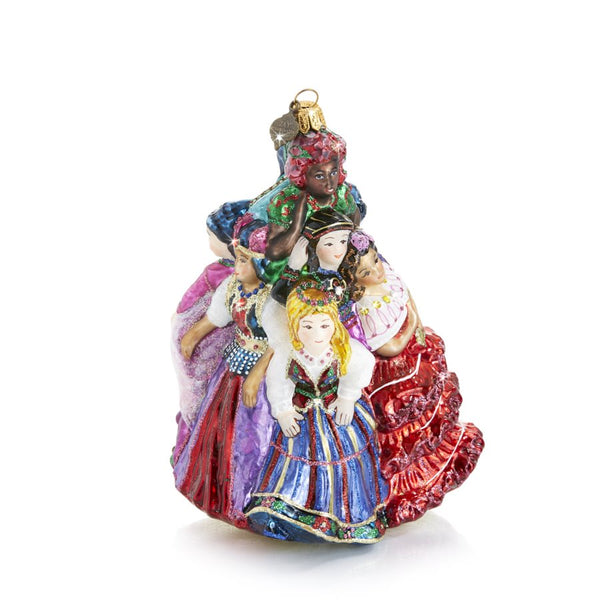 Load image into Gallery viewer, Jay Strongwater Nine Ladies Dancing Glass Ornament
