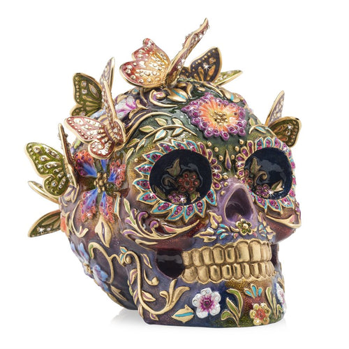 Jay Strongwater Frida Skull with Butterflies Figurine