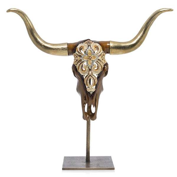 Load image into Gallery viewer, Jay Strongwater Keeffe - Cow Skull Objet with Stand
