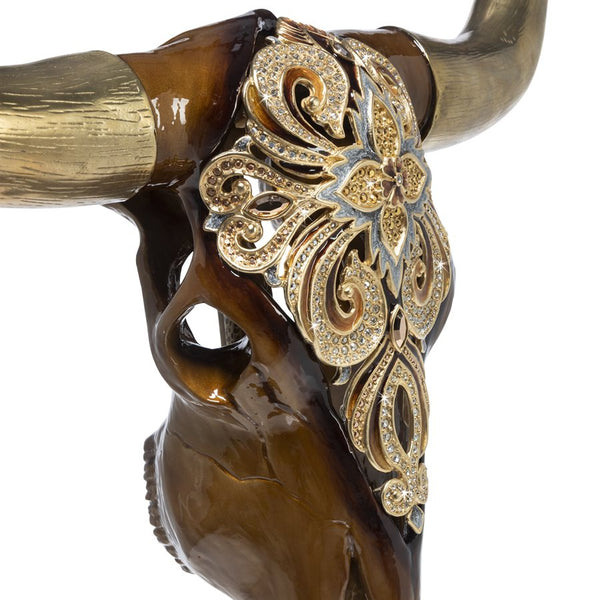 Load image into Gallery viewer, Jay Strongwater Keeffe - Cow Skull Objet with Stand
