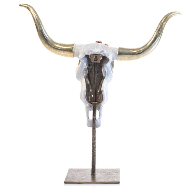 Load image into Gallery viewer, Jay Strongwater Cow Skull With Flowers Objet
