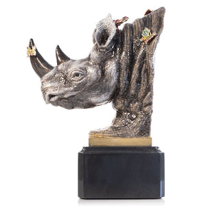 Jay Strongwater Rhino Bust With Butterflies Objet