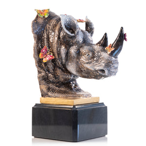 Jay Strongwater Rhino Bust With Butterflies Objet