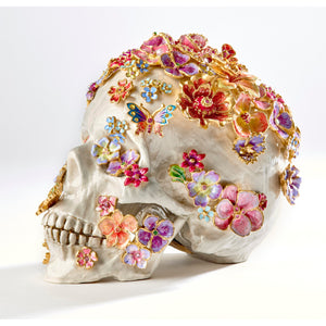 Jay Strongwater Oliver Skull & Flowers Figurine