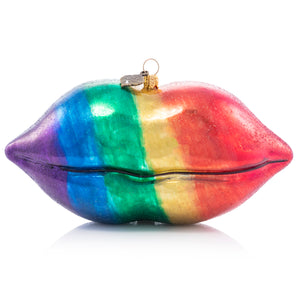 Jay Strongwater Rainbow Lips Glass Ornament