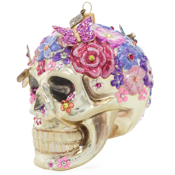 Load image into Gallery viewer, Jay Strongwater Floral Skull Ornament
