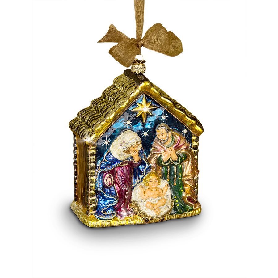 Jay Strongwater Holy Family Glass Ornament