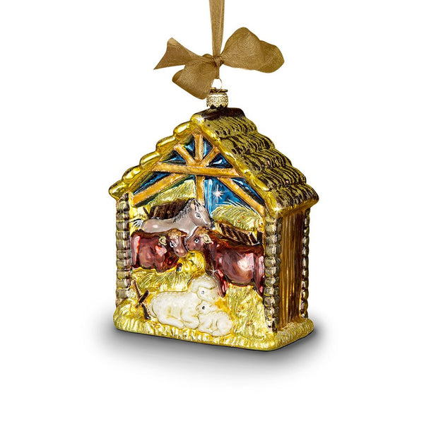 Load image into Gallery viewer, Jay Strongwater Holy Family Glass Ornament
