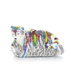 Jay Strongwater Rainbow Tiger Glass Ornament