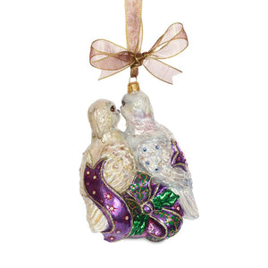 Jay Strongwater Two Turtle Doves Glass Ornament