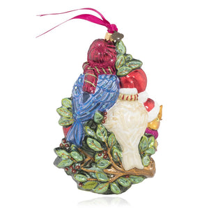 Jay Strongwater Four Calling Birds Glass Ornament