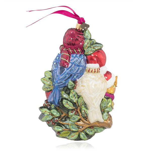 Load image into Gallery viewer, Jay Strongwater Four Calling Birds Glass Ornament
