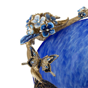 Jay Strongwater Sophie Hydrangea Glass Bowl - Delft Garden Blue