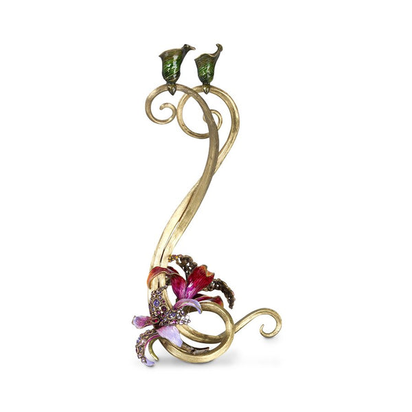 Load image into Gallery viewer, Jay Strongwater Roselyn Orchid Double Candlestick - Flora
