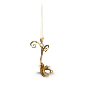 Jay Strongwater Mirabelle Orchid Single Candlestick - Golden