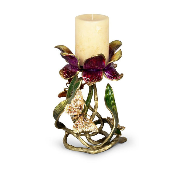 Load image into Gallery viewer, Jay Strongwater Meredith Floral 9" Pillar Candle Holder

