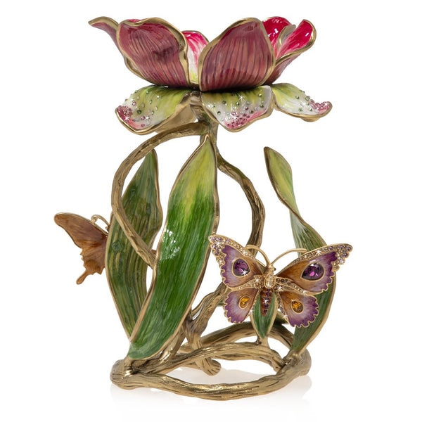 Load image into Gallery viewer, Jay Strongwater Meredith - Floral 9" Pillar Candle Holder - Provence
