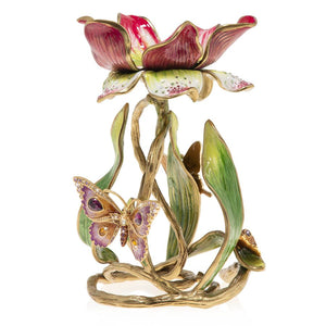 Jay Strongwater Meredith - Floral 9" Pillar Candle Holder - Provence