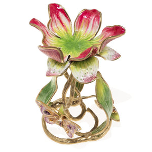 Jay Strongwater Meredith - Floral 9" Pillar Candle Holder - Provence