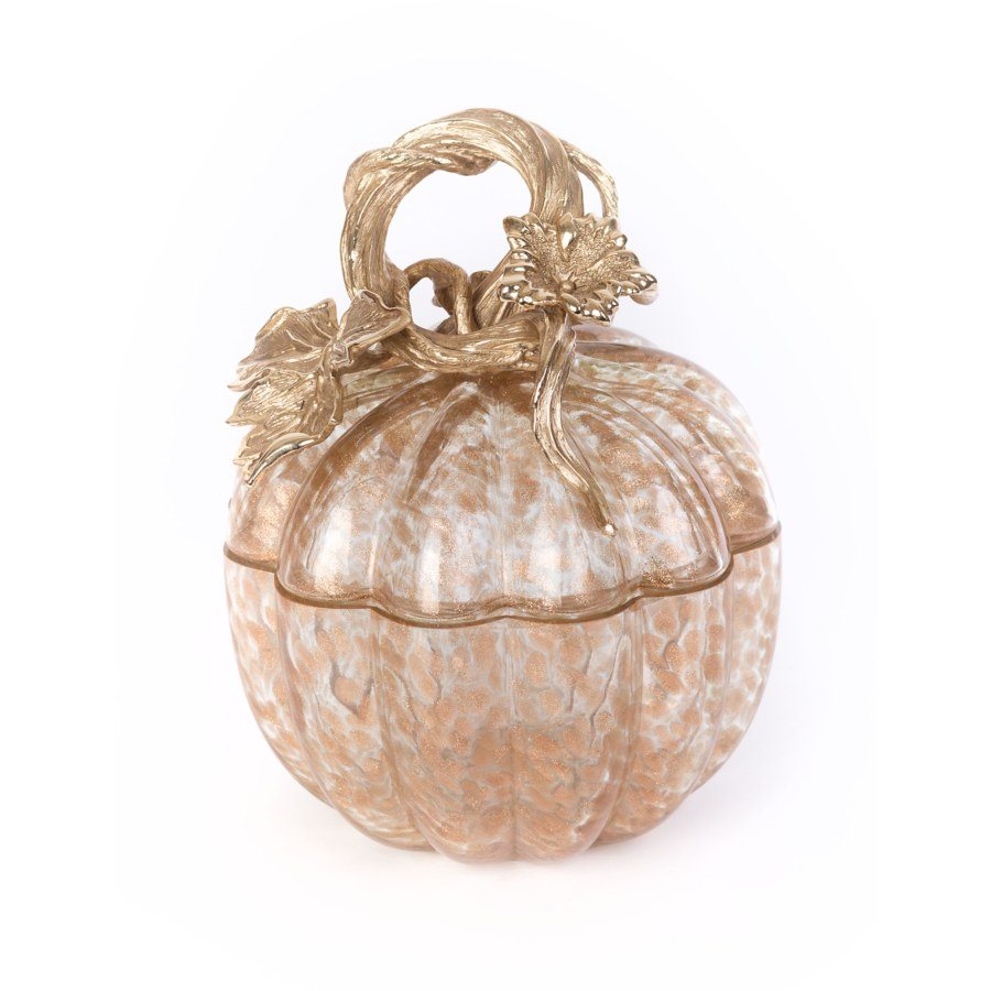 Jay Strongwater Hadley Leaf & Vine Gilded Glass Jar - Gold