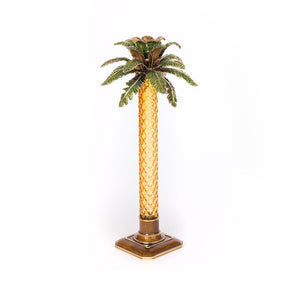 Jay Strongwater Kiana Palm Leaf Jeweled Glass Candlestick