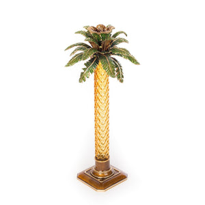Jay Strongwater Kiana Palm Leaf Jeweled Glass Candlestick