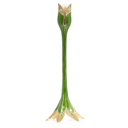 Jay Strongwater Ambrosius - Tulip Tall Candle Stick Holder - Leaf Green