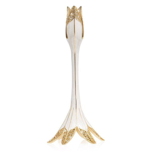 Load image into Gallery viewer, Jay Strongwater Abraham - Tulip Medium Candlestick Holder - White Pearl
