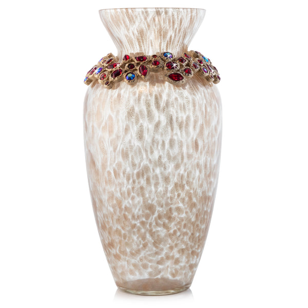 Load image into Gallery viewer, Jay Strongwater Norah Bejeweled Vase - Ruby
