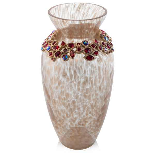 Load image into Gallery viewer, Jay Strongwater Norah Bejeweled Vase - Ruby
