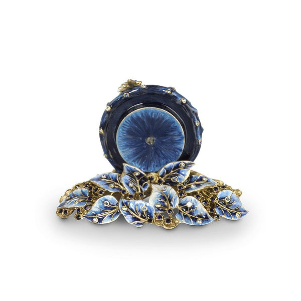 Load image into Gallery viewer, Jay Strongwater Mayfair Leaf &amp; Bee Clock - Delft Garden Blue
