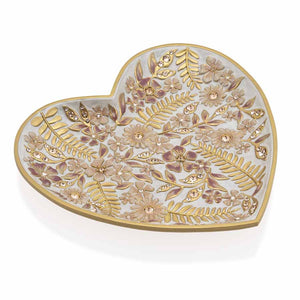 Jay Strongwater Aria Floral Heart Trinket Tray - Pink