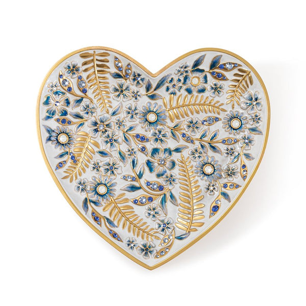 Load image into Gallery viewer, Jay Strongwater Aria Floral Heart Trinket Tray - Blue
