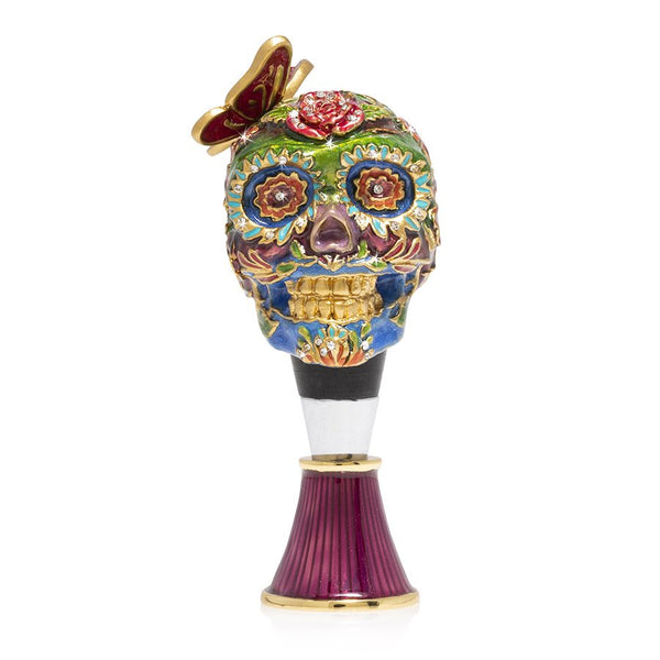 Load image into Gallery viewer, Jay Strongwater Calavera - Skull Wine Stopper and Stand

