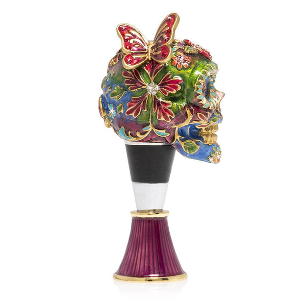 Load image into Gallery viewer, Jay Strongwater Calavera - Skull Wine Stopper and Stand
